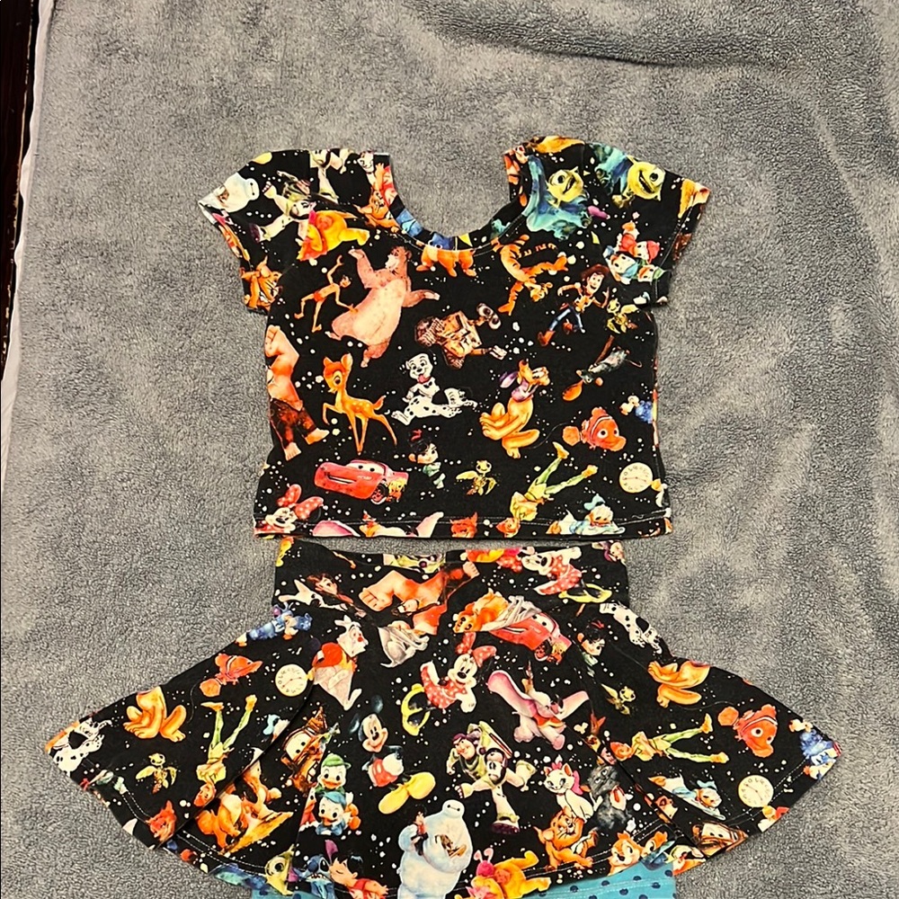 Custom Luna ruffle buns kids Disney Print Two-Piece Set